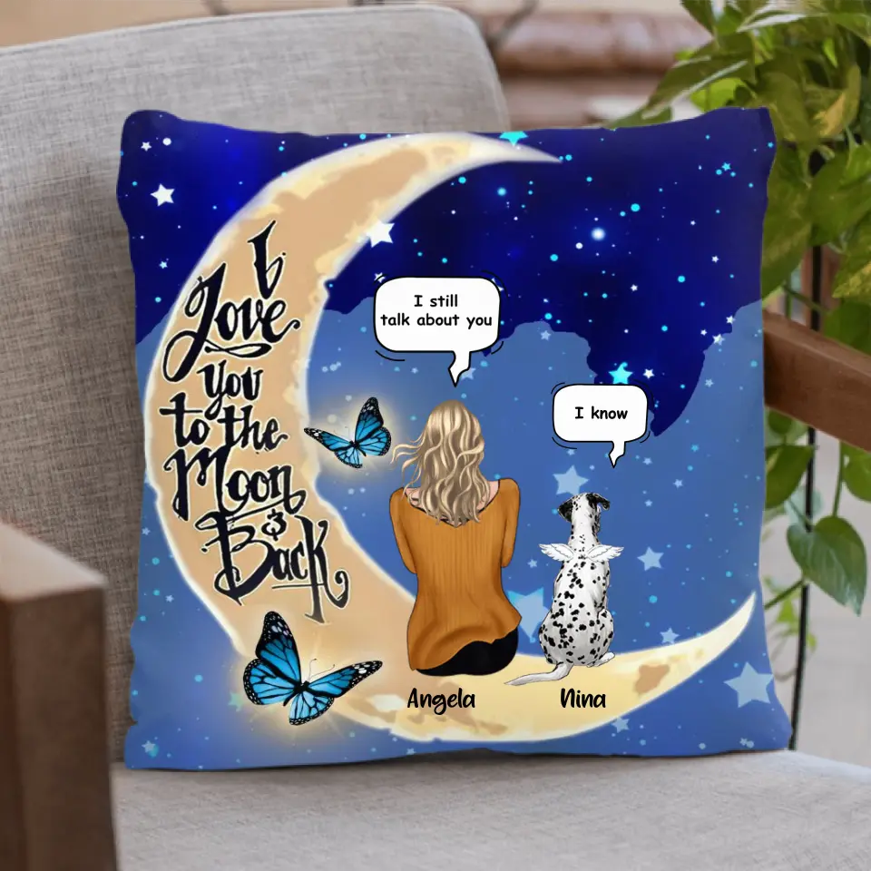 Personalized Memorial Pet Ornament - Up to 4 Pets - Best Gift For Dog/Cat Lover - I Love You To The Moon & Back