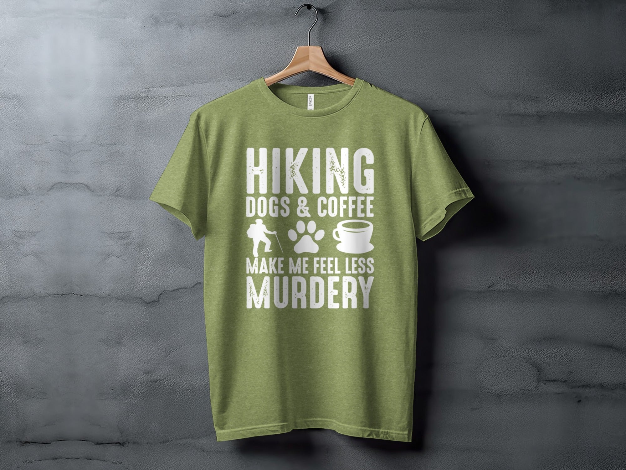 Hiking Dogs Coffee Less Murdery Funny Graphic Design T-Shirt
