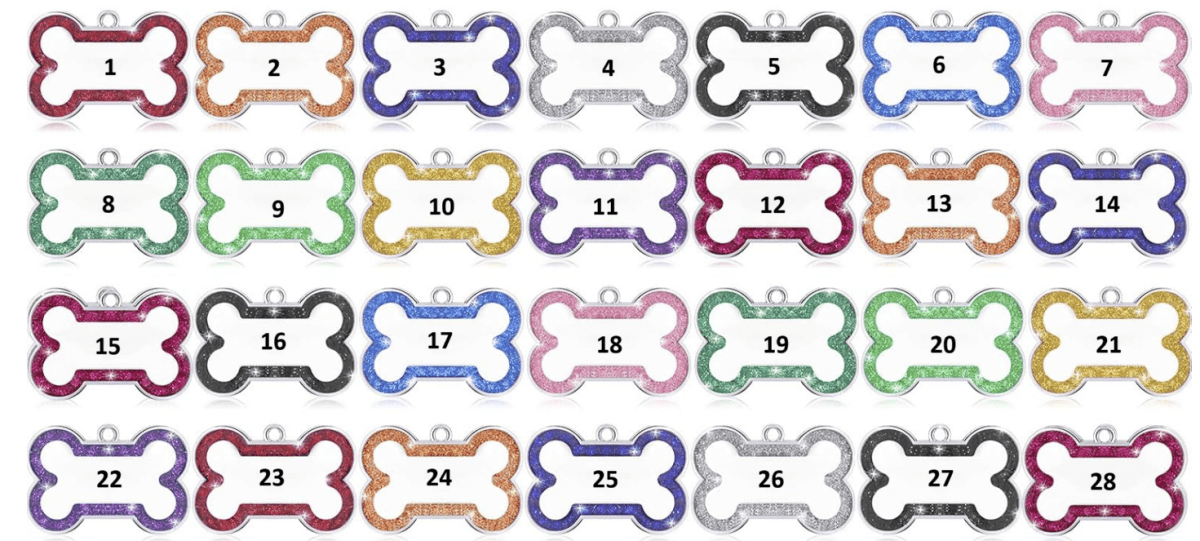 Custom Glitter Pet ID Tag – Personalized Dog or Cat Name Tag with Engraving – Fun Shapes & Colors – Lightweight, Durable Pet Safety Accessory