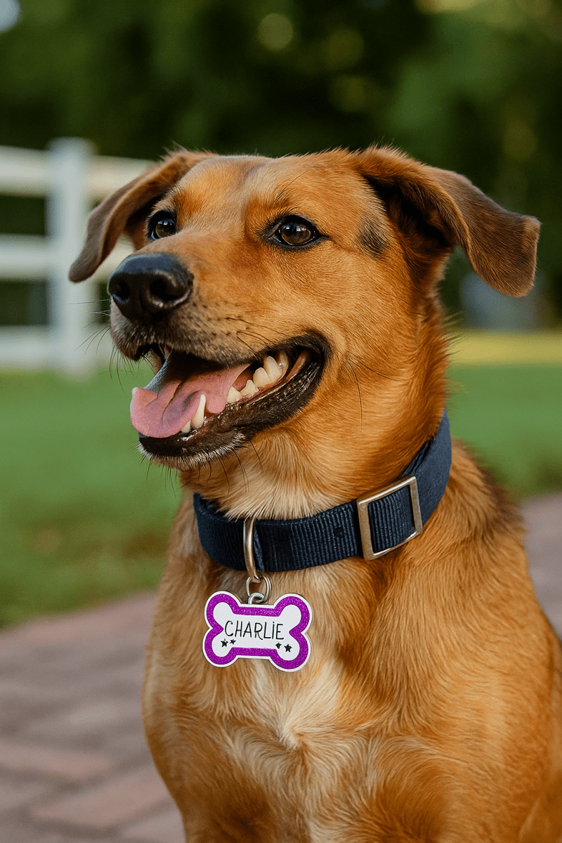 Custom Glitter Pet ID Tag – Personalized Dog or Cat Name Tag with Engraving – Fun Shapes & Colors – Lightweight, Durable Pet Safety Accessory